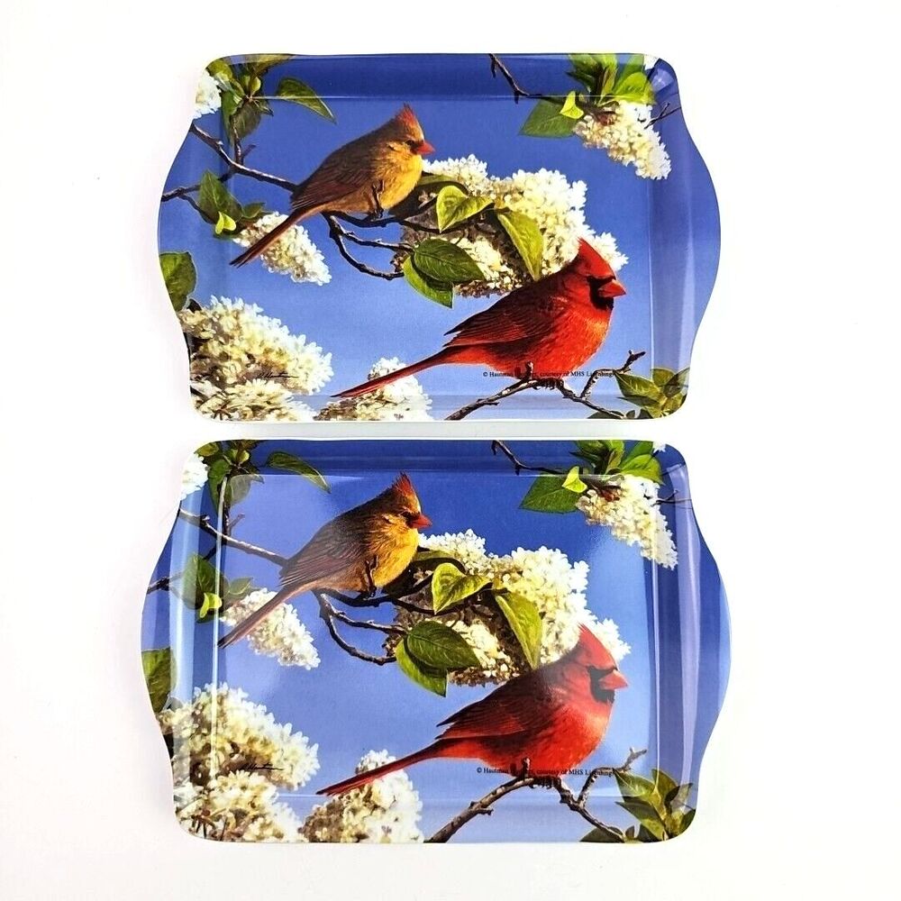 Ashdene of Australia Cardinal Floral Blue Melamine Small Tray, 7 x 5 in Set of 2